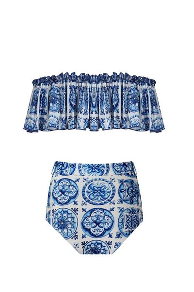 Nur Karaata HelianthusBleuBlanc - Comfortable FitBikiniSet