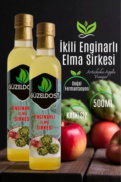 Güzeldost Katkısız Saf Doğal Fermente Enginarlı Elma Sirkesi 2x500 ml