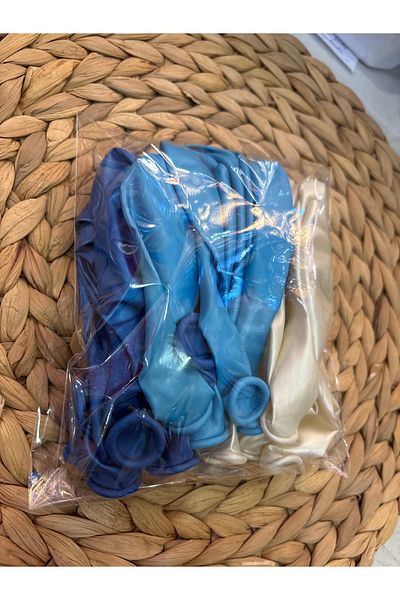 Deniz Party Store 30Pcs Metallic Dark Blue Light Blue White Balloon, Helium Flying Balloon