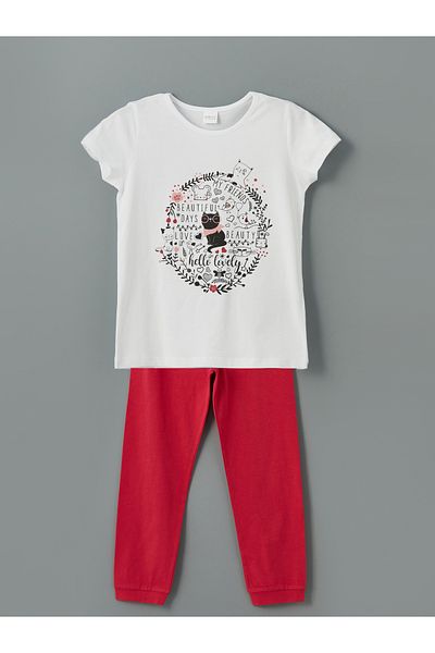 LC Waikiki Pyjama-Set für Mädchen mit Rundhalsausschnitt