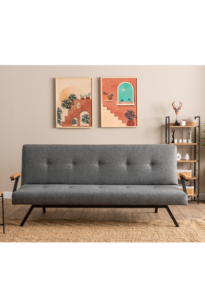 Pafu Zven Üçlü Yataklı Koltuk - Keten Açık Gri