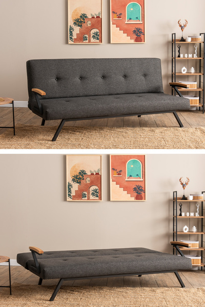 Pafu Zven Üçlü Yataklı Koltuk - Keten Koyu Gri