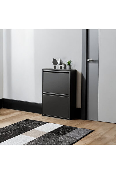 Evessan 2'li Metal Ayakkabılık Siyah