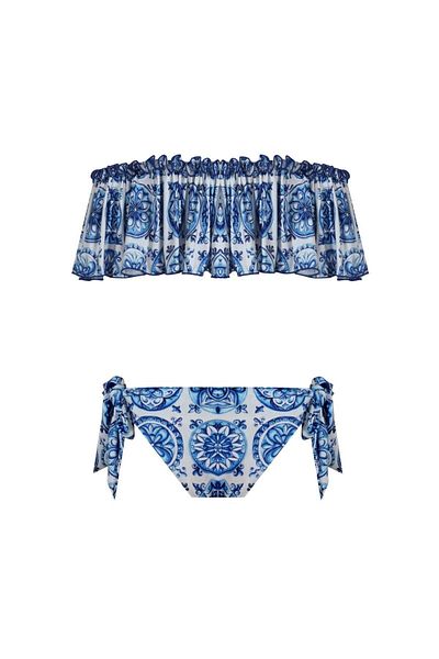 Nur Karaata Helianthus Bleu Blanc - High Waist Bikini Set