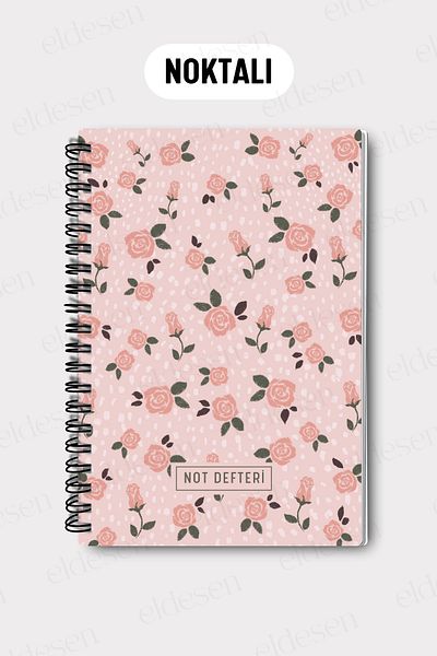 Eldesen Tasarım A5 Spiral Dotted School Notebook, 50 Sheets 100 Pages, Cardboard Cover Notepad