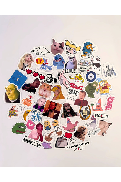 Studio D arte DIY KIT 50 Adet Mood Meme Mizah Sticker Set Laptop Tablet Telefon Bullet Journal Ajanda Çıkartma Etiket