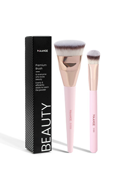 Choice Pink MAANGE 2PCS Flawless Makeup Brush Flat/Angle Foundation Contour Brush Under Eyes Makeup Brush f