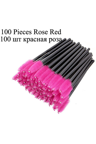 Choice 100 قطعة من فرشاة الرموش الصغيرة للاستخدام مرة واحدة باللون الأحمر الوردي، وعصي الماسكارا، ومكبس توزيع الماسكارا، ومشط الحواجب