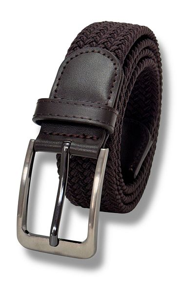 Gesa Men's Elastic Braided Flexible Brown Belt 3.5 cm
