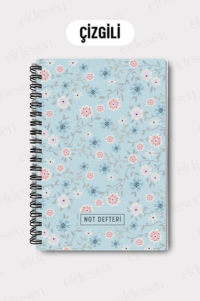 Eldesen Tasarım A5 Spiral Line School Notebook, 50 Sheets 100 Pages, Cardboard Cover Notepad