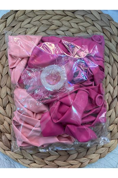 Deniz Party Store Balloon Set Pastel Fuchsia Macaron Pink 51 Pieces