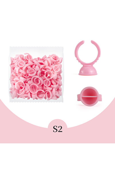 Choice PinkS2 GLAMLASH 100 قطعة/حقيبة غراء تمديد الرموش للاستخدام مرة واحدة وحلقة وكوب حامل صبغة الوشم