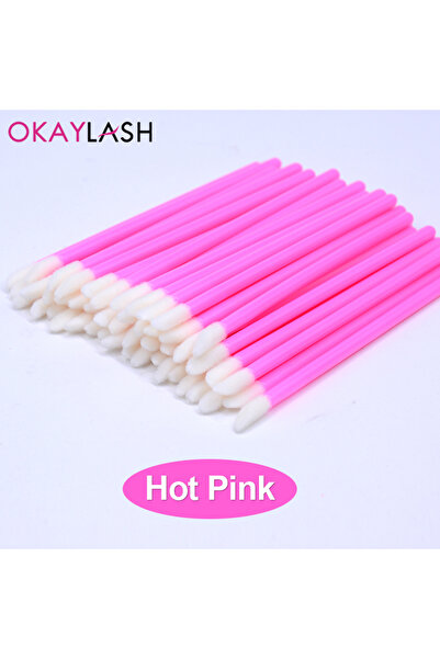 Choice فرشاة ملمع الشفاه اللامعة للاستخدام مرة واحدة من Okaylash باللون الوردي الساخن، فرشاة تنظيف تمديد الرموش، فرشاة شفاه كريستالية