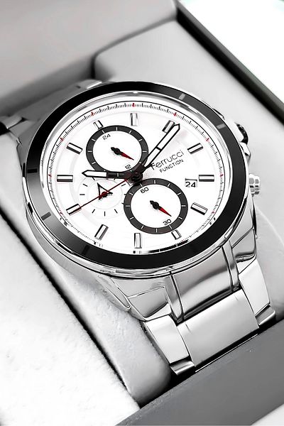 Ferrucci Men's Silver Color Function Wristwatch - 3 Atm Waterproof, Bracelet Gift Sdfer003
