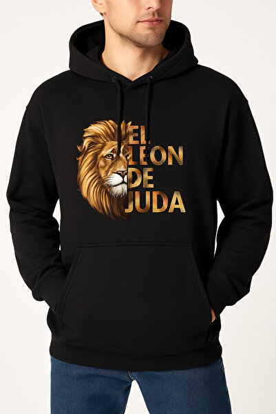 MODA سويت شيرت بغطاء للرأس مطبوع رقميًا على شكل أسد