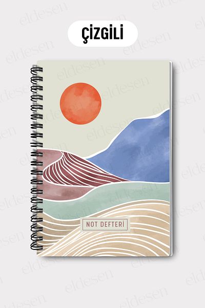 Eldesen Tasarım A5 Spiral Line School Notebook, 50 Sheets 100 Pages, Cardboard Cover Notepad