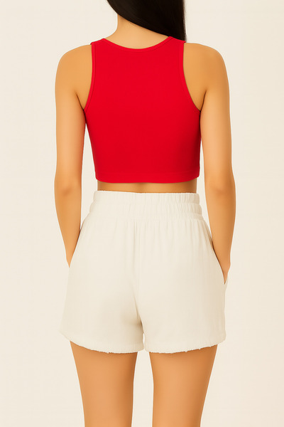 ocke High Waist Leg Tassel Pocket Women's Shorts