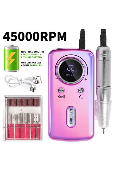 Choice Purple 45000rpm Nail Drill Machine Electric Portable Nail File Rechargeable Nail Sander For Gel Nail