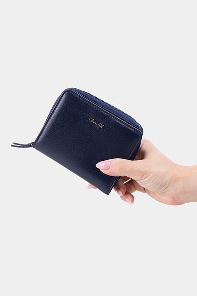 Grande 2822 Genuine Leather Horizontal Snap Fastener Women's Wallet Arsel Navy Blue