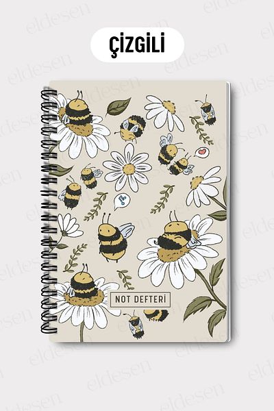 Eldesen Tasarım A5 Spiral Line School Notebook, 50 Sheets 100 Pages, Cardboard Cover Notepad
