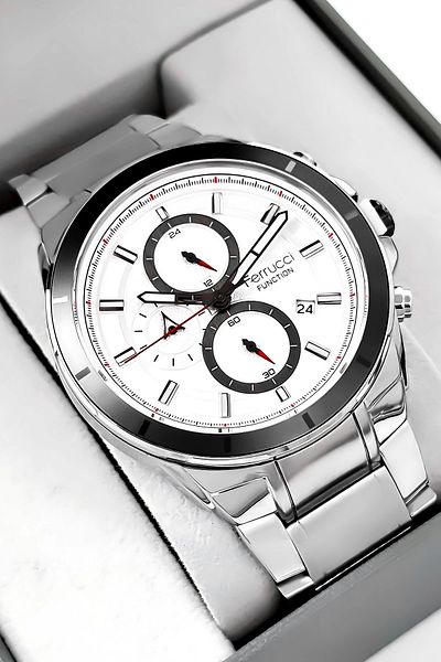 Ferrucci Men's Silver Color Function Wristwatch - 3 Atm Waterproof, Bracelet Gift Sdfer003