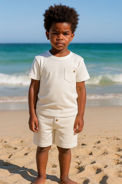 CiciTime Çocuk Modası Boy's Waffle Fabric Summer Shorts Bottom Top Set