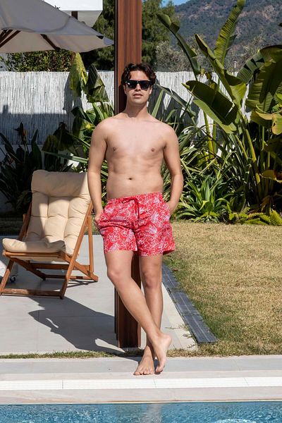 Mayom Men's Quick Dry Pocket Patterned Swim Shorts-25132