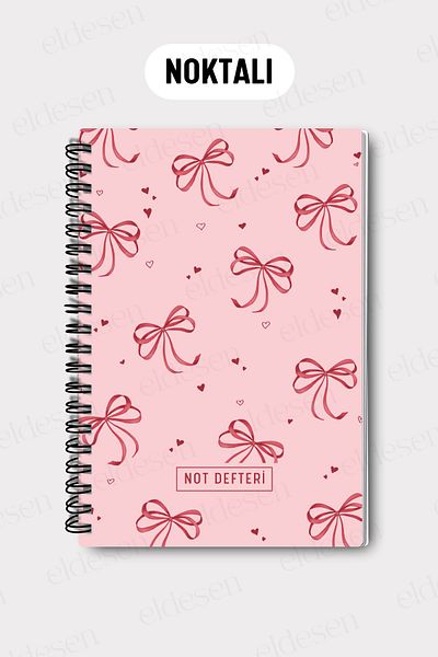 Eldesen Tasarım A5 Spiral Dotted School Notebook, 50 Sheets 100 Pages, Cardboard Cover Notepad