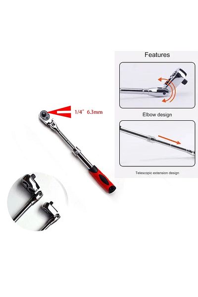 Choice 1-4 1/4 1/2 3/8 72-tooth Carbon Steel Retractable Ratchet Wrench Automatic Quick Release Spanner Mul