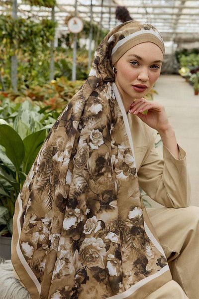 ELZE MODA Rose Patterned Viscose Soft Shal