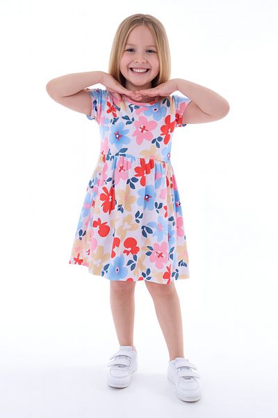 minikiss 3 Pieces Summer Printed Lycra Suprem Fabric Girl's 3-Piece Dress