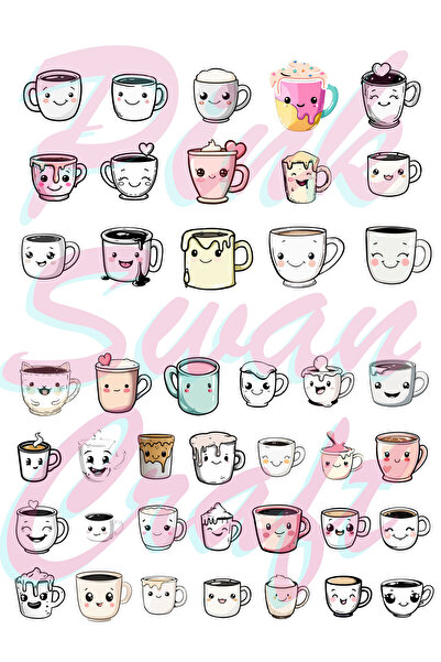 Pink Swan Craft Slatke kawaii šolje za kafu i set informacija, album za izdvo...