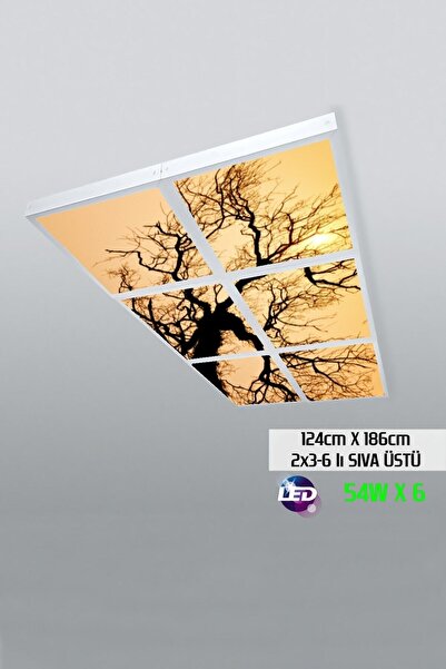 Gökyüzü Panel 124cm X 186cm-altılı- Led-sıva Üstü-324 Watt-kasap Led Aydınlat...