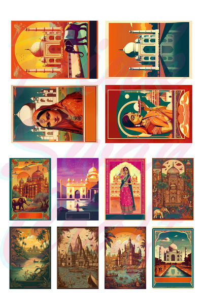 Pink Swan Craft Set de turism vintage din India - autocolant, jurnal cu glonț...