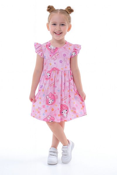 minikiss 3 Pieces Summer Printed Lycra Girl's 3-Piece Dress