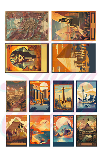 Pink Swan Craft Set de etichete egiptene de epocă - Jurnal de glonț, album de...