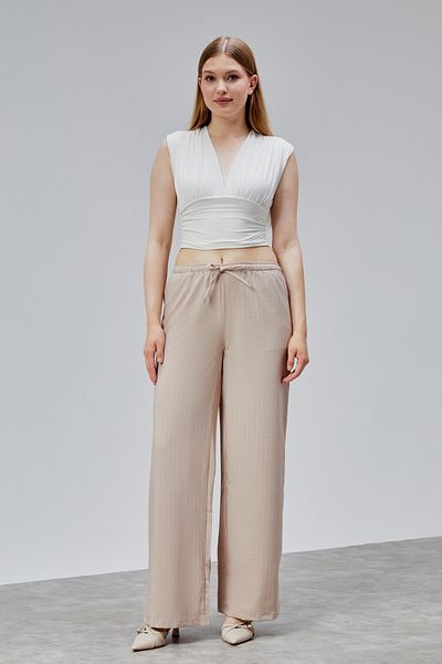 GENIUS STORE Pantaloni de damă Pantaloni cu dungi cu talie înaltă cu buzunare STRIPED-PANT