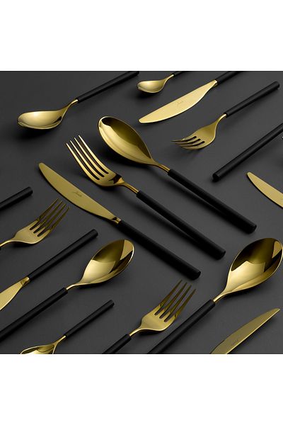 Jumbo 6000 Roller Titanium Gold 84 Pieces 12 Person Fork Spoon Knife Set 500.01.02.1957