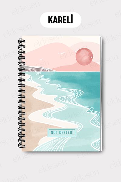Eldesen Tasarım A5 Spiral Checkered School Notebook, 50 Sheets 100 Pages, Cardboard Cover Notepad