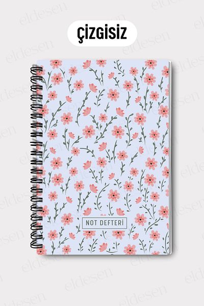 Eldesen Tasarım A5 Spiral Unlined School Notebook, 50 Sheets 100 Pages, Cardboard Cover Notepad
