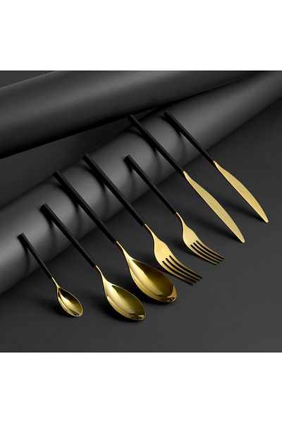 Jumbo 6000 Roller Titanium Gold 84 Pieces 12 Person Fork Spoon Knife Set 500.01.02.1957