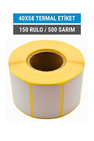 Küresel Etiket Barkod 40x58mm Termal Etiket | 150 Rulo | 500 Sarım | Ribonsuz | Kargo, Lojistik, Terazi | Yapışkanlı