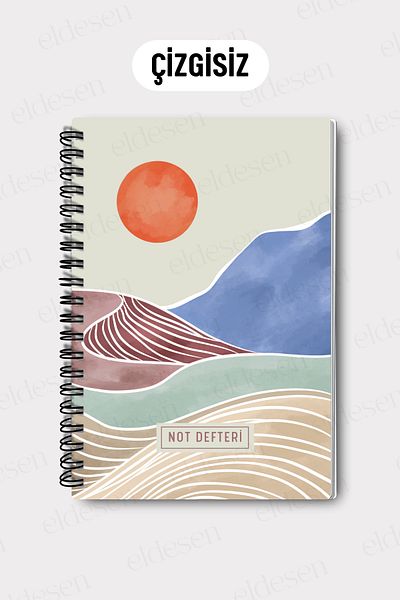 Eldesen Tasarım A5 Spiral Unlined School Notebook, 50 Sheets 100 Pages, Cardboard Cover Notepad