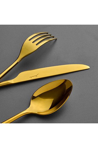 Jumbo 1001 Titanium Gold 84 Piece Cutlery Set for 12 Persons