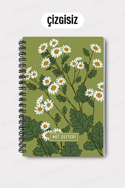 Eldesen Tasarım A5 Spiral Unlined School Notebook, 50 Sheets 100 Pages, Cardboard Cover Notepad