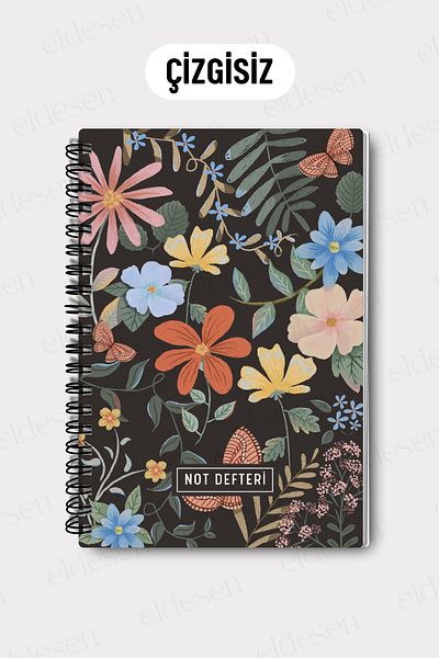 Eldesen Tasarım A5 Spiral Unlined School Notebook, 50 Sheets 100 Pages, Cardboard Cover Notepad