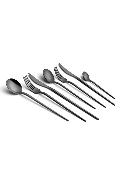 Jumbo 4400 Fallen 84 Parça 12 Kişilik Titanyum Siyah Çatal Kaşık Bıçak Seti