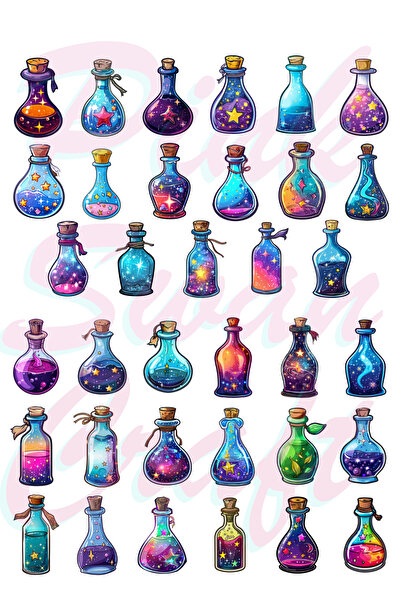 Pink Swan Craft Set de sticle de poțiune colorate Anime - Jurnal de glonțuri,...