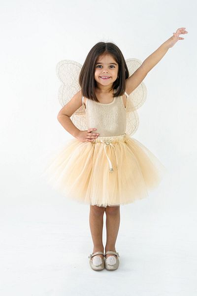 DUCA 3 Piece Butterfly Winged Girl's Birthday Set 5-8 Years / Ecru Color