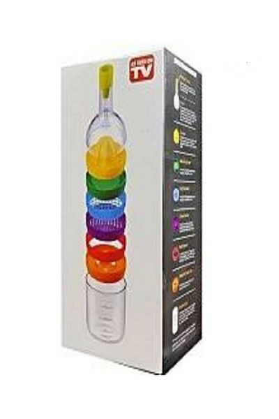 Generic 4-piece multi-purpose kitchen tool set, eight pieces, funnel, juicer, grinder, egg slicer, can opener, and measuring cup.